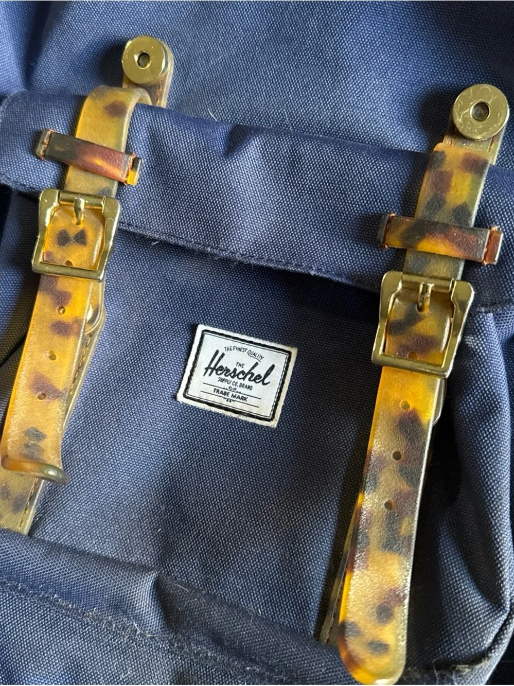 Herschel Supply Company Navy Backpack with Tortoiseshell-Pattern Straps